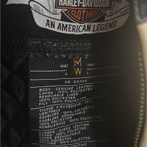 Harley-Davidson Black and Cream Varsity Jacket - Picture 2 of 6